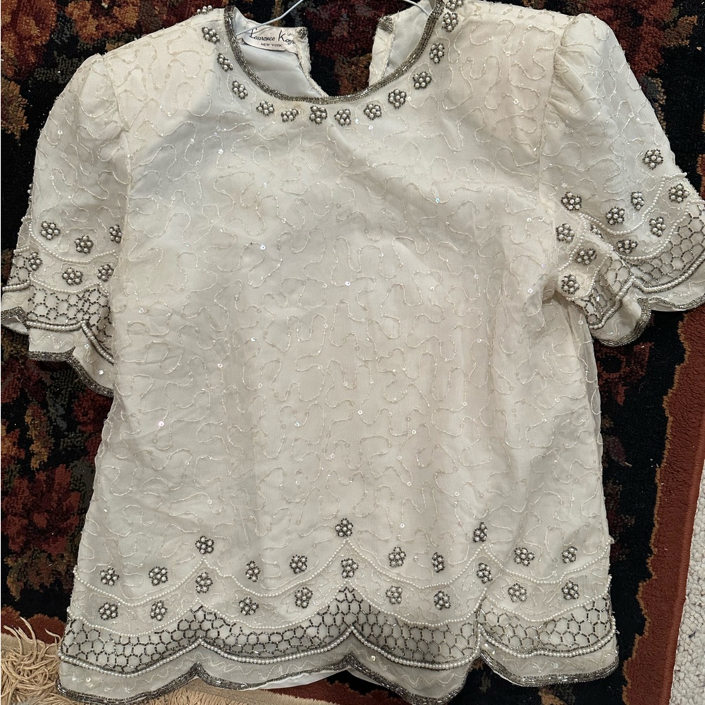 Vintage Laurence Kazar Beaded Blouse, M or L